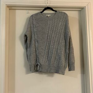 CATO ETS. 1946 gray, multi-textured, soft, gray crewneck sweater with tied bow M